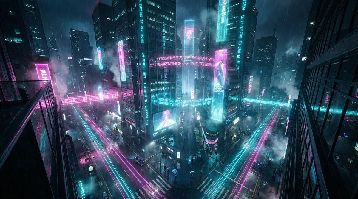 超碰在线caopom免费公开在线 竖屏短剧平台首页背景 - 赛博朋克都市夜景